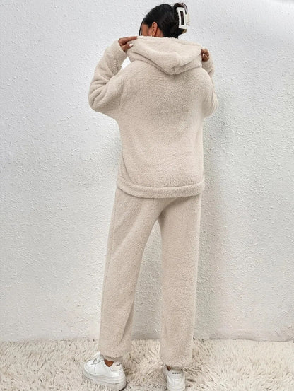 Ultra-Comfortable Teddy Loungewear with Hood - Lana-White-XS-Nora Luxe