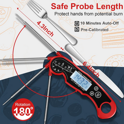 Ultra-fast Digital Meat Thermometer – GrillGauge-Red-Nora Luxe