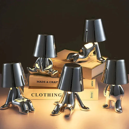 Unique and Atmospheric Table Lamp - GlowCraft-Hugo-Lamp - Silver-Nora Luxe