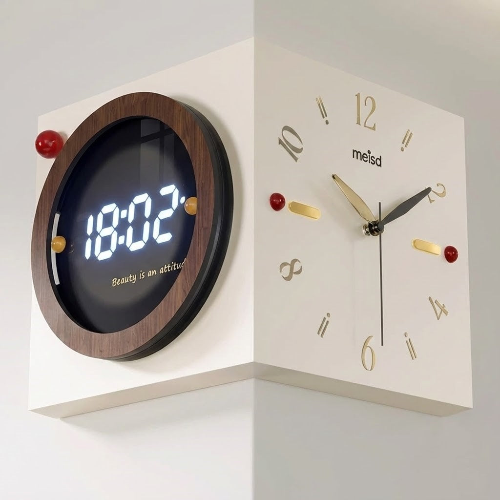 Split Screen Modern Double Wall Clock - Pexav