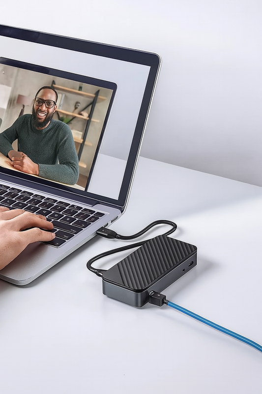 Compact 10-in-1 USB-C Hub with Storage and Cooling Fan - Pexav