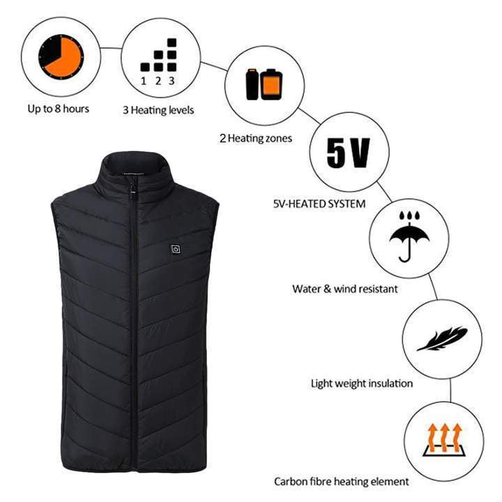 Warm Thermal Insulated USB Vest Jacket