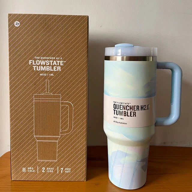 Vacuum Insulated Cup with Lid and Straw - ThermoTumbler-Baby pink-Nora Luxe