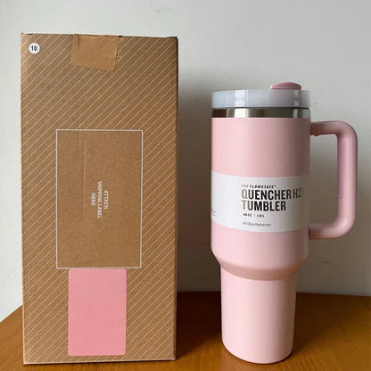 Vacuum Insulated Cup with Lid and Straw - ThermoTumbler-Baby pink-Nora Luxe