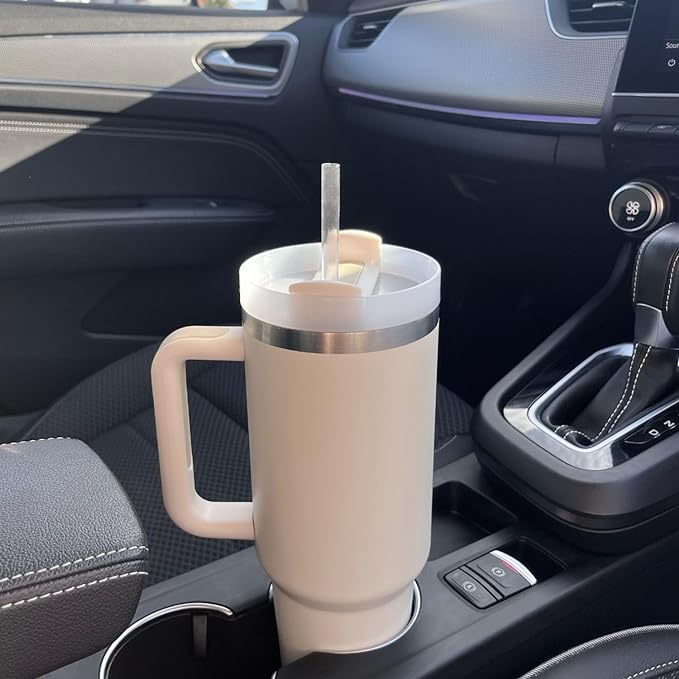 Vacuum Insulated Cup with Lid and Straw - ThermoTumbler-Baby pink-Nora Luxe