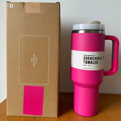 Vacuum Insulated Cup with Lid and Straw - ThermoTumbler-Barbie Pink-Nora Luxe