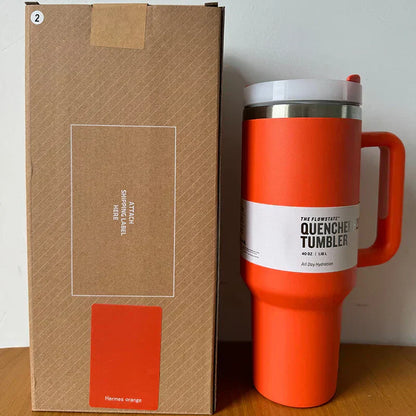 Vacuum Insulated Cup with Lid and Straw - ThermoTumbler-Red-Nora Luxe
