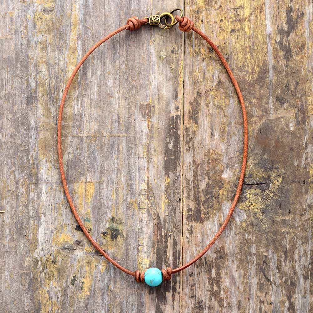 Affordable Blue Gem Stone Choker Necklace - Pexav