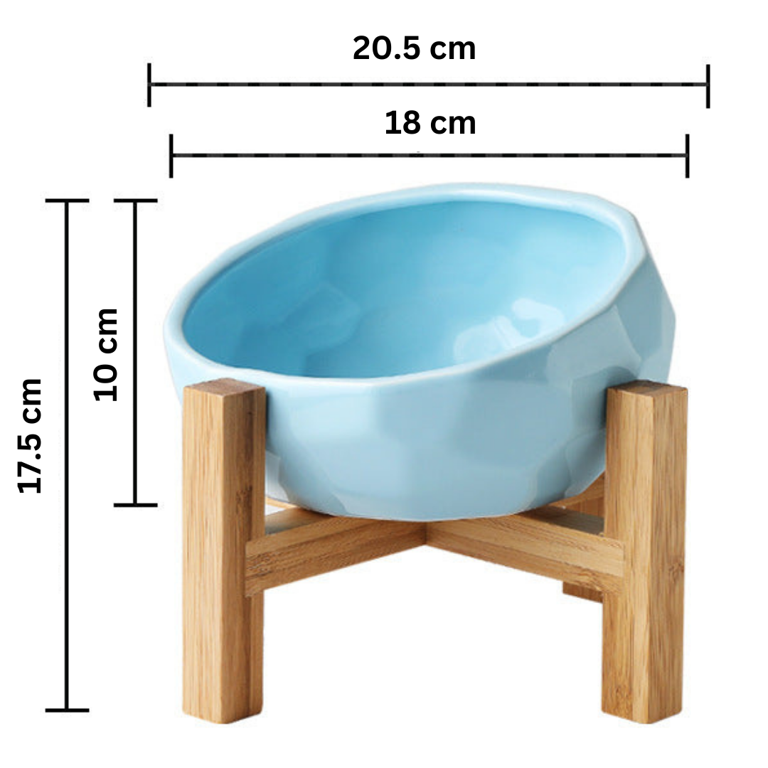 Comfortable Raised Pet Feeder with Wooden Base