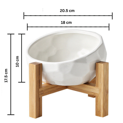 Comfortable Raised Pet Feeder with Wooden Base