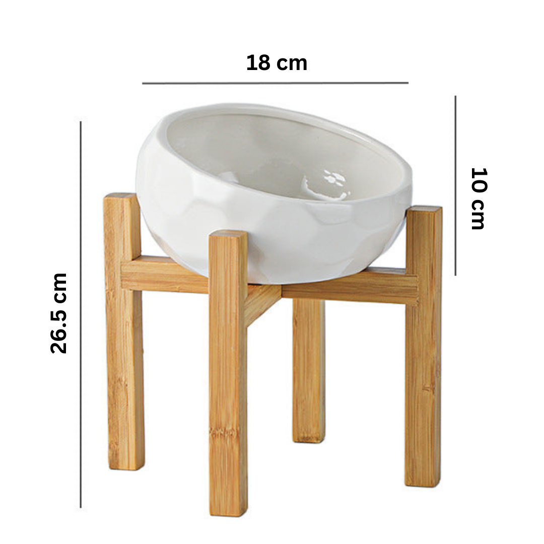 Comfortable Raised Pet Feeder with Wooden Base