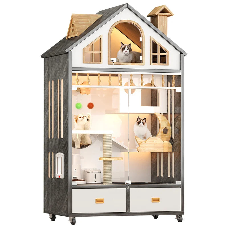 Spacious Solid Wood Cat Home Furniture