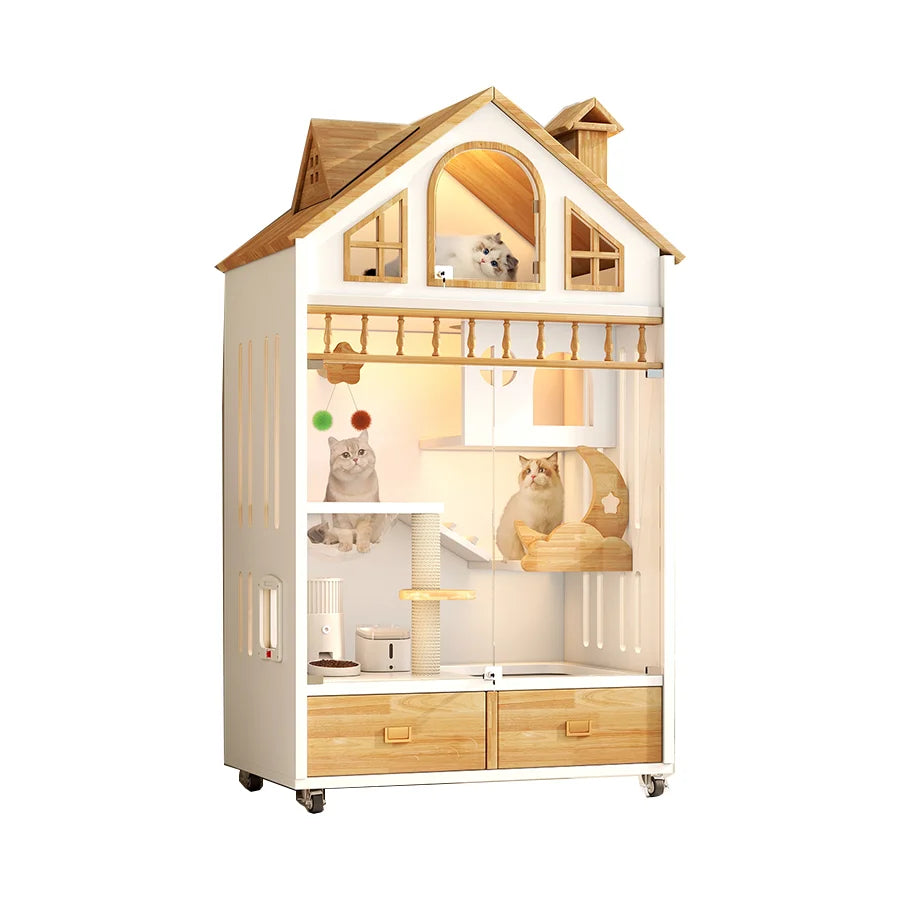 Spacious Solid Wood Cat Home Furniture