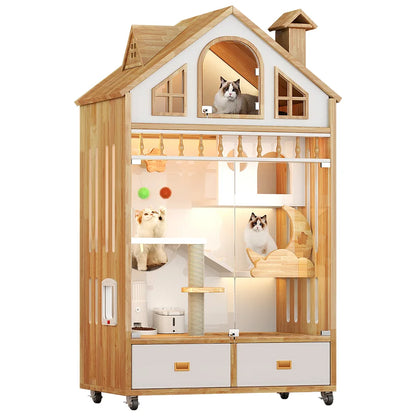 Spacious Solid Wood Cat Home Furniture