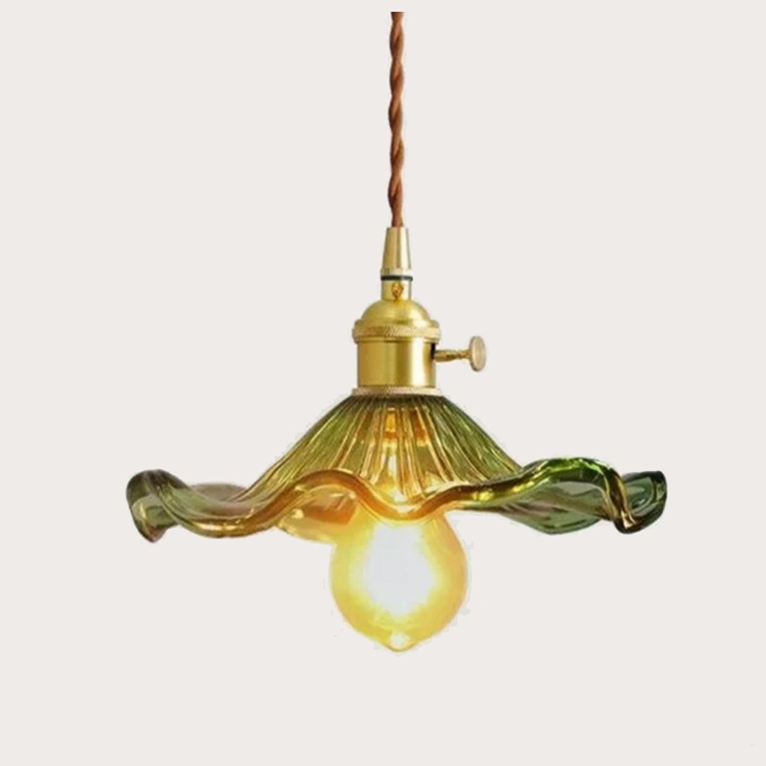 Glarefusion Vintage Glass Hibiscus Flower Pendant Light