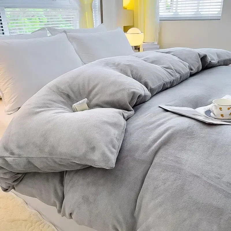 Verdict Flanellen Fleece Duvet Cover - CozyCover-Light Gray-59.06 × 78.74 in-Nora Luxe