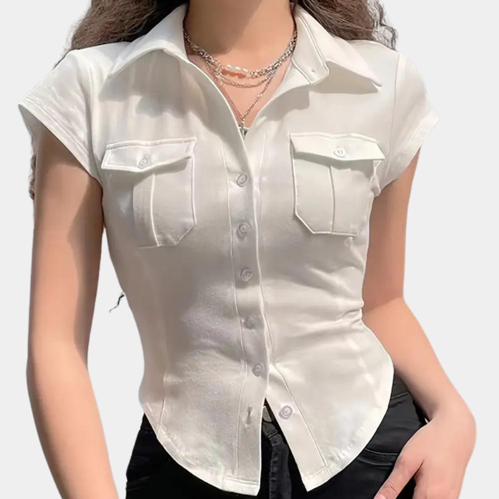 Classic Elegant Women's White Top - Pexav