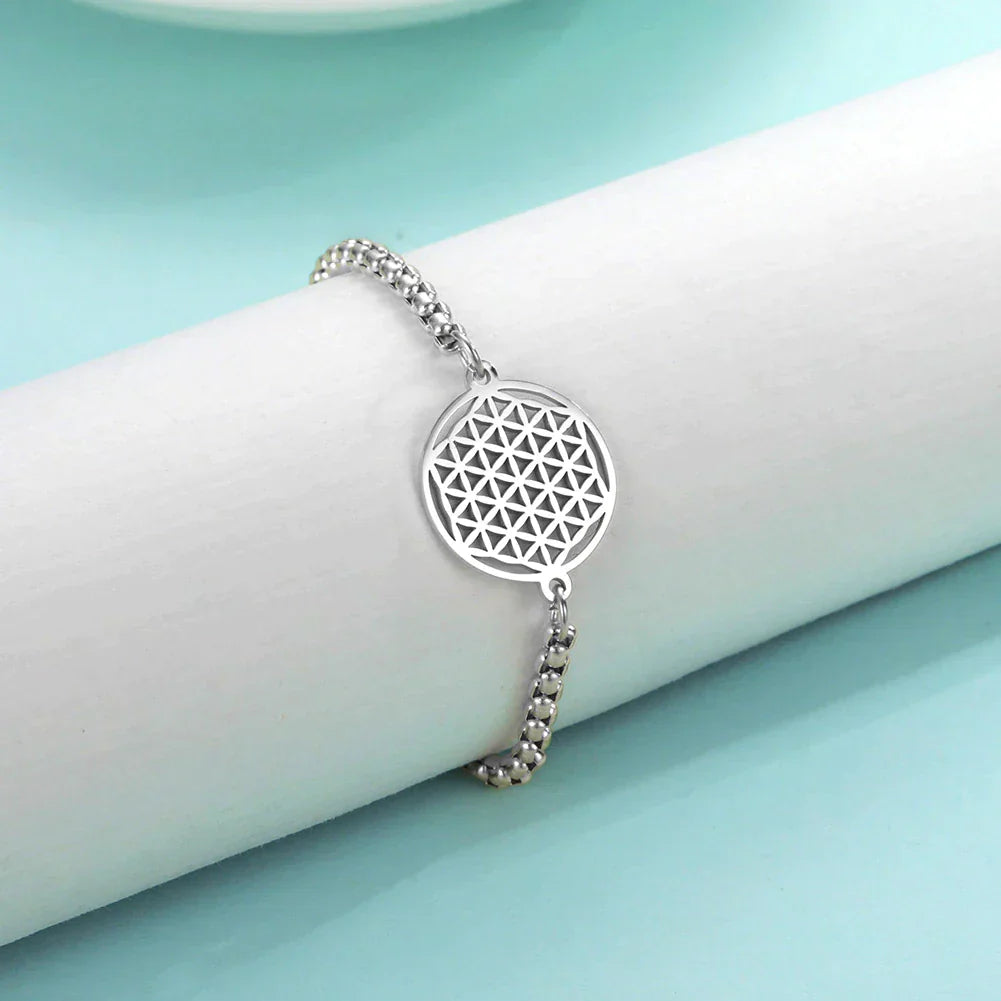 Vintage Chakra Flower Of Life Bracelet-925er Silber-Nora Luxe
