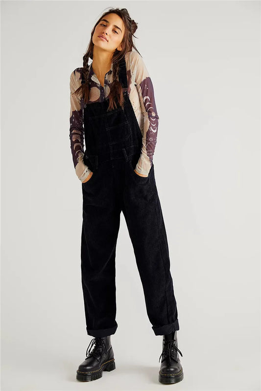 Retro Chic Women's Corduroy Romper - Pexav