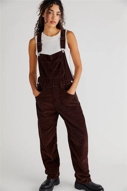 Vintage Corduroy Jumpsuit for Women - Amélie-Chocolate Brown-S-Nora Luxe