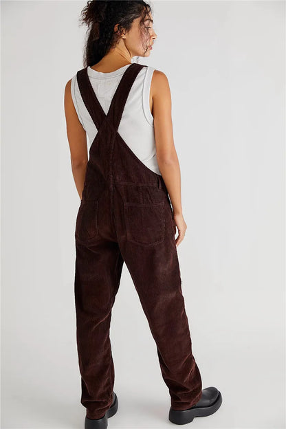 Vintage Corduroy Jumpsuit for Women - Amélie-Chocolate Brown-S-Nora Luxe