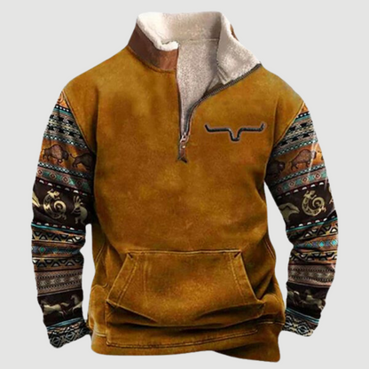 Vintage Fleece Winter Jumper with Zip for Men - Felix-Rust-S-Nora Luxe