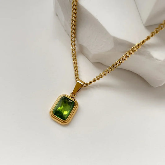 Classic Stone Pendant Necklace - Pexav