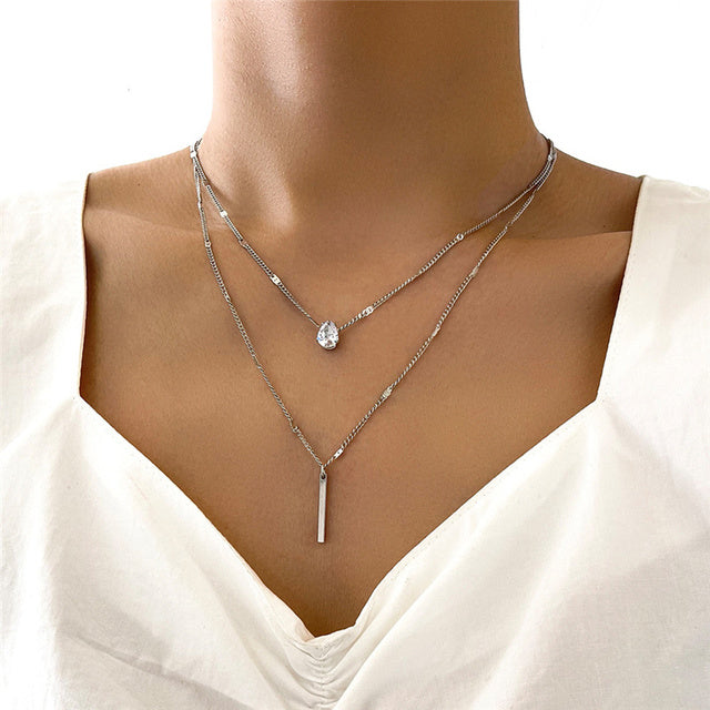 Vintage Gold Pendant Necklace Set | Sparkling Jewellery-Silver-Nora Luxe