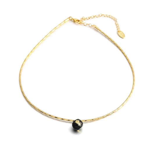 Classic Yellow Glass Pendant Necklace - Pexav