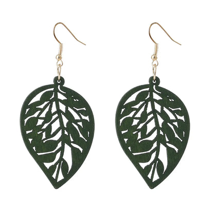 Classic Wooden Drop Earrings | Handcrafted Natural Jewellery - Pexav