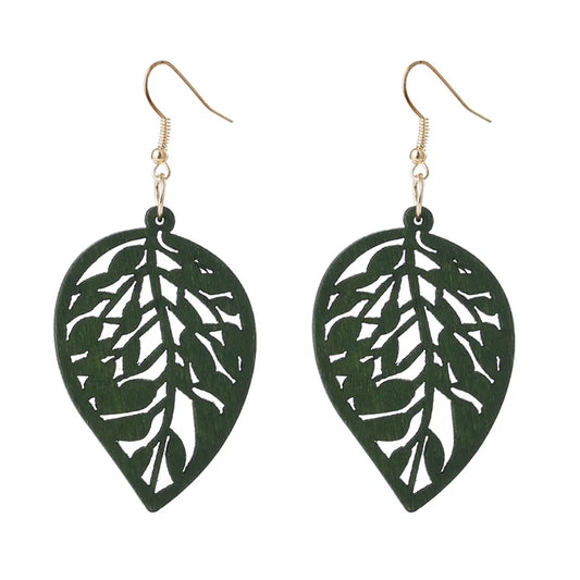 Classic Wooden Drop Earrings | Handcrafted Natural Jewellery - Pexav