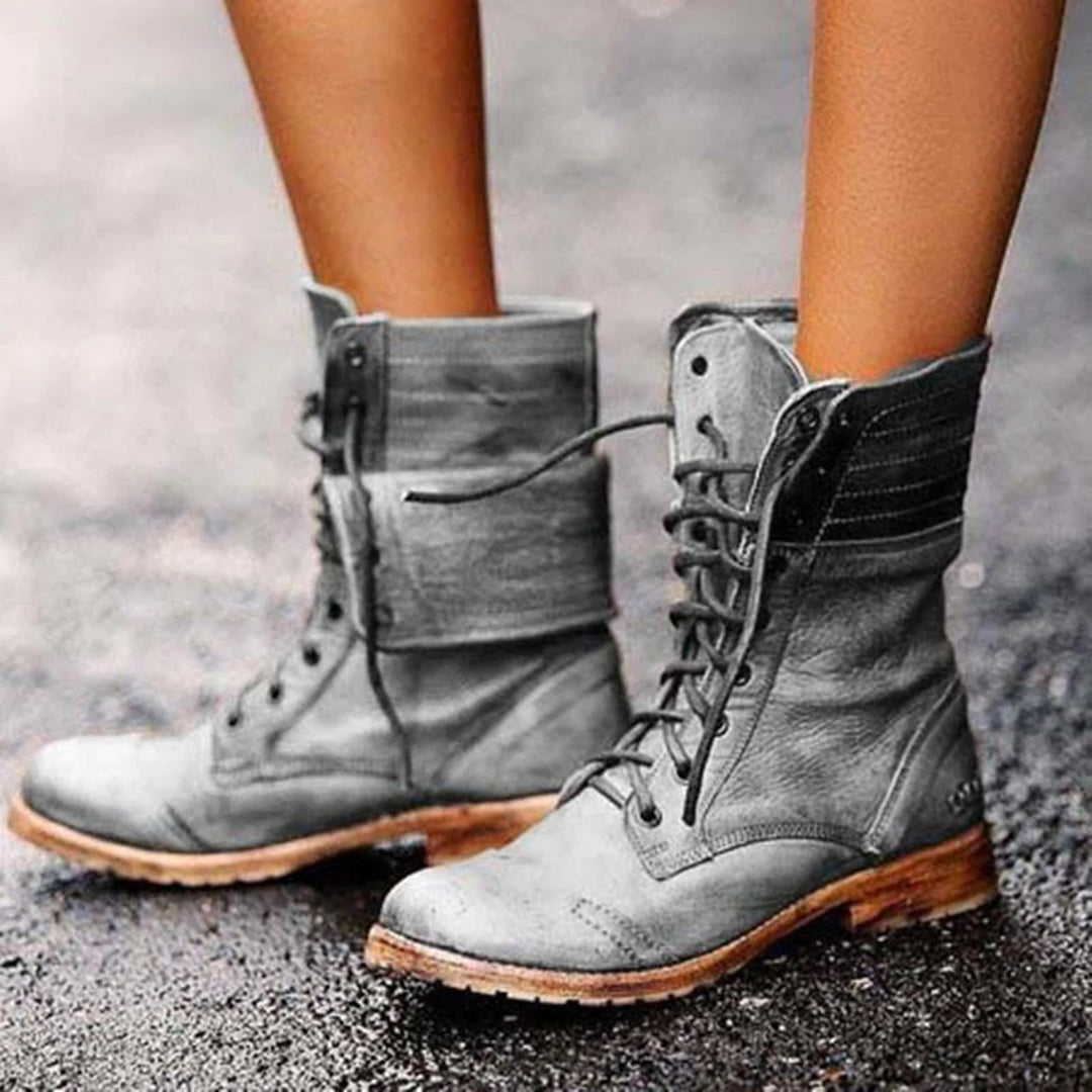 Vintage Lace-up Shoes for Women - Elise-Gray-3.0-Nora Luxe