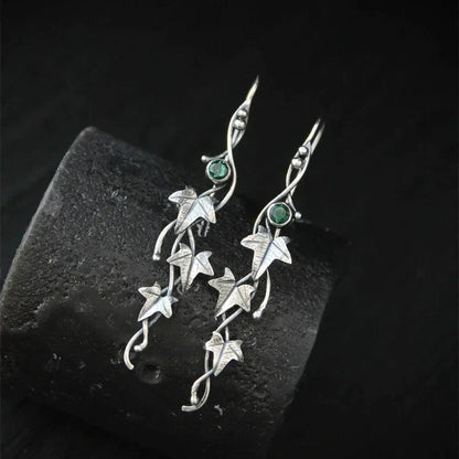 Vintage Leaf Silver Earrings-Nora Luxe
