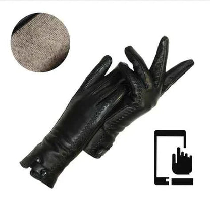 Vintage Leather Ladies Gloves - RetroGrove-S-Wol-Nora Luxe
