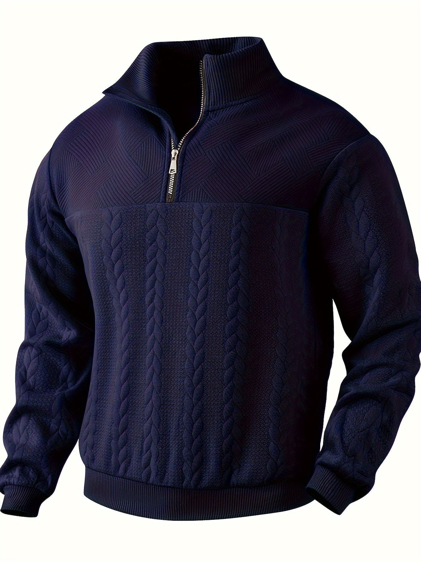 Vintage Men's Jumper with Zip - Victor-Dark blue-S-Nora Luxe