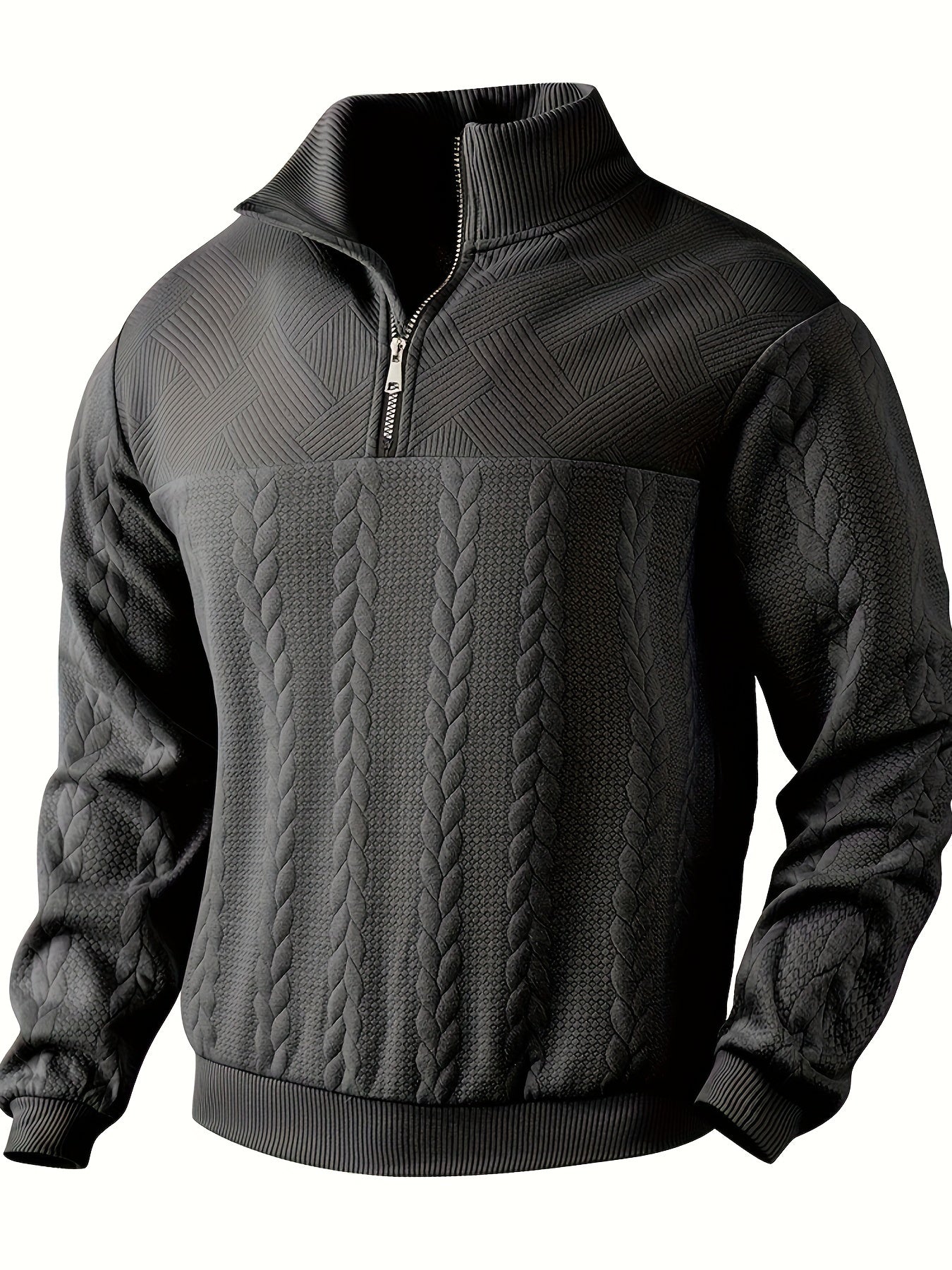 Vintage Men's Jumper with Zip - Victor-Dark gray-S-Nora Luxe