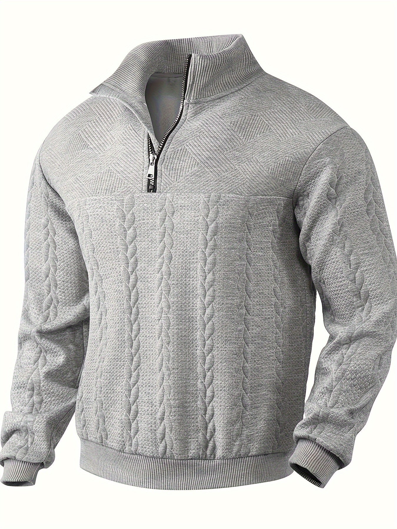Vintage Men's Jumper with Zip - Victor-Gray-S-Nora Luxe
