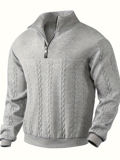 Vintage Men's Jumper with Zip - Victor-Gray-S-Nora Luxe