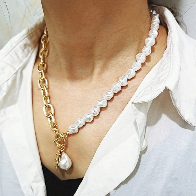 Vintage Pearl Choker Necklace | Women's Elegant Jewellery-Gold-Nora Luxe