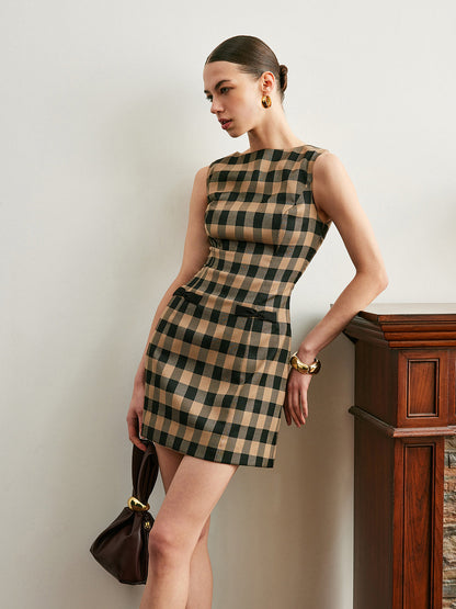 Classic Red Checkered Summer Dress - Pexav
