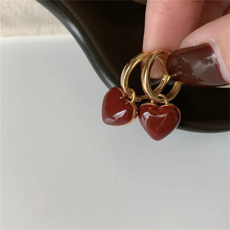 Retro Heart Shape Dangle Earrings for Women - Pexav