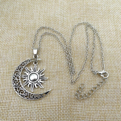 Vintage Sun and Moon Necklace-Gold-Nora Luxe