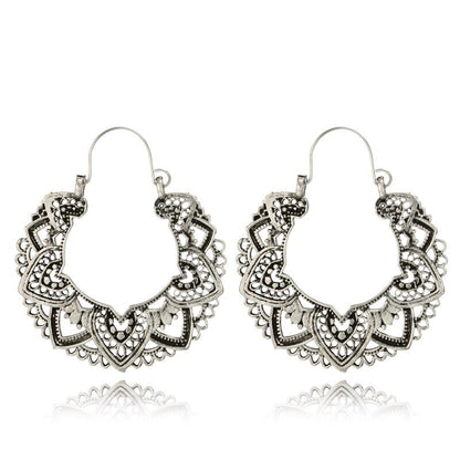 Vintage Totem Drop Earrings-Silver-Nora Luxe
