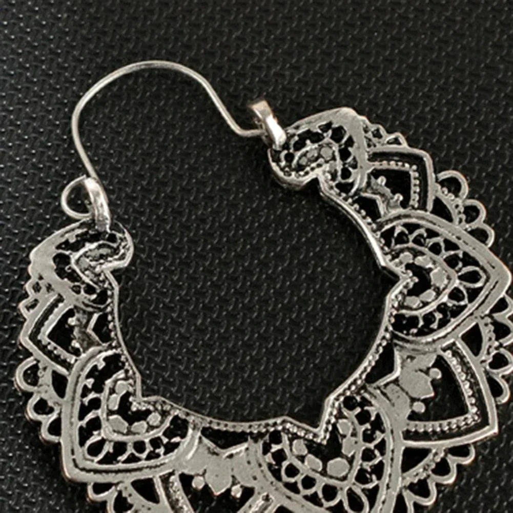 Vintage Totem Drop Earrings-Silver-Nora Luxe