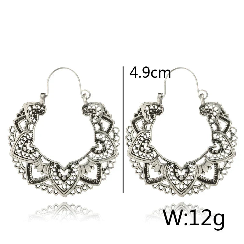 Vintage Totem Drop Earrings-Silver-Nora Luxe