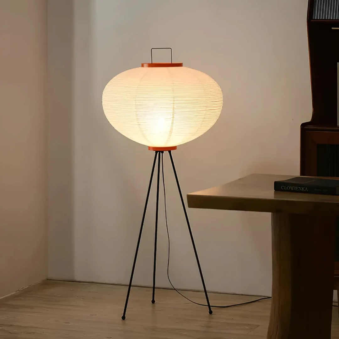 Wabi-Sabi Standing LED Lamp made of Rice Paper - ZenAura-Nora Luxe