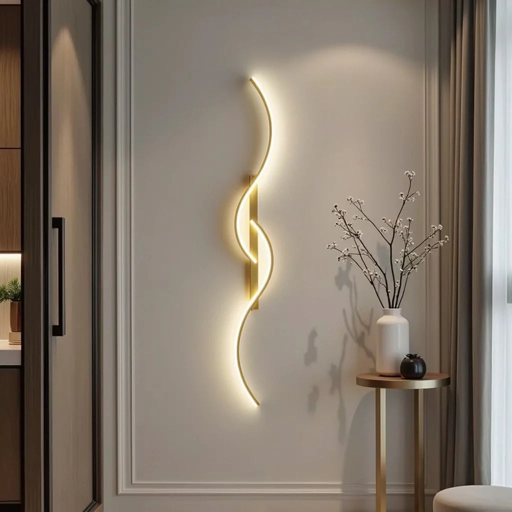 Sleek Contemporary Wavy Wall Lamp - Pexav