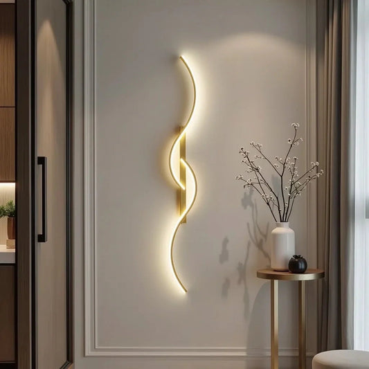 Sleek Contemporary Wavy Wall Lamp - Pexav