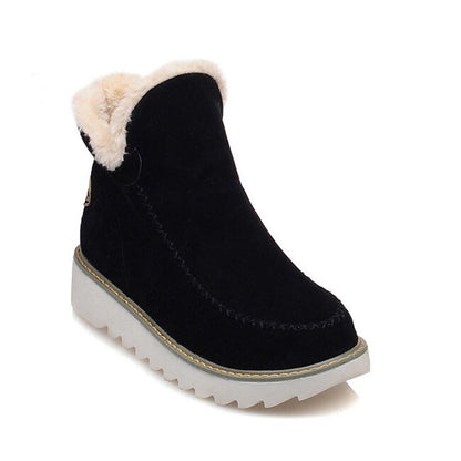 Warm and Comfortable Ladies' Fleece Boots - Olivia-Black-4.0-Nora Luxe