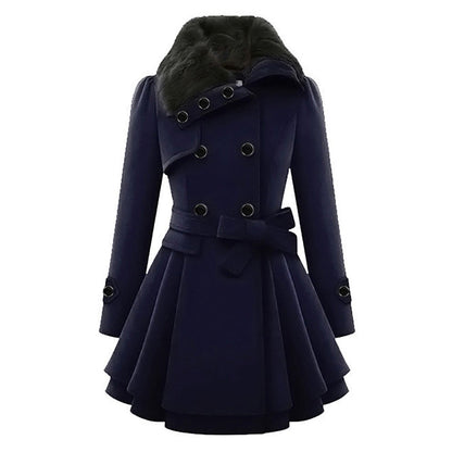 Warm and Long Ladies' Winter Coat - Vivienne-Blue-S-Nora Luxe